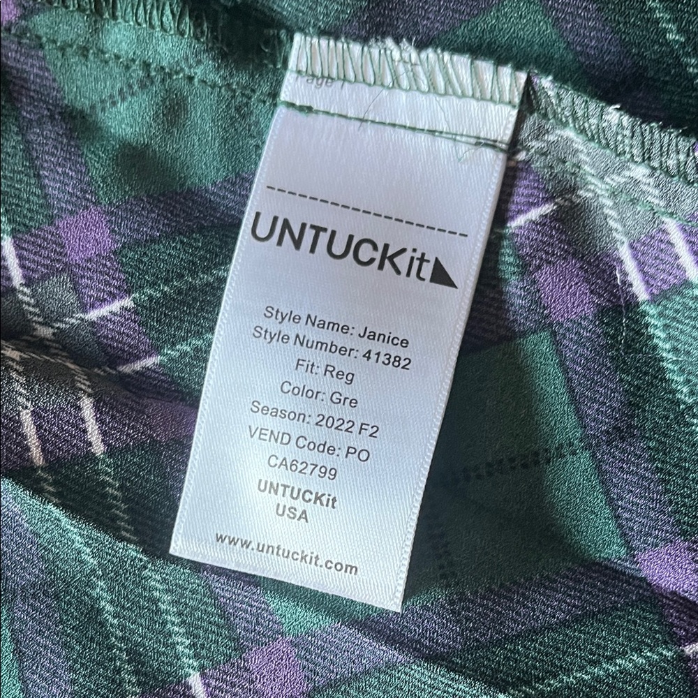 UNTUCKit Green Plaid Long Sleeve Dress With a Belt.Size 16 - Picture 12 of 16